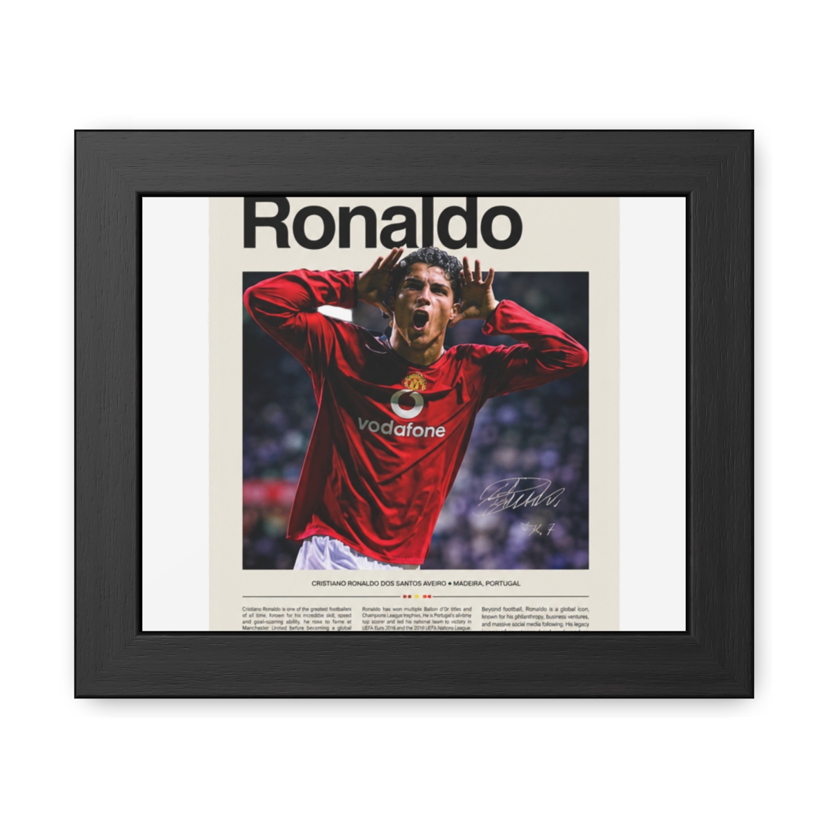 Cristiano Ronaldo Red Jersey Signature Framed Poster