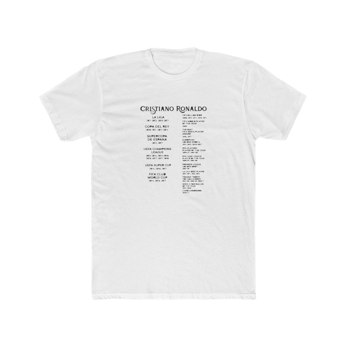 Cristiano Ronaldo Stats T Shirt