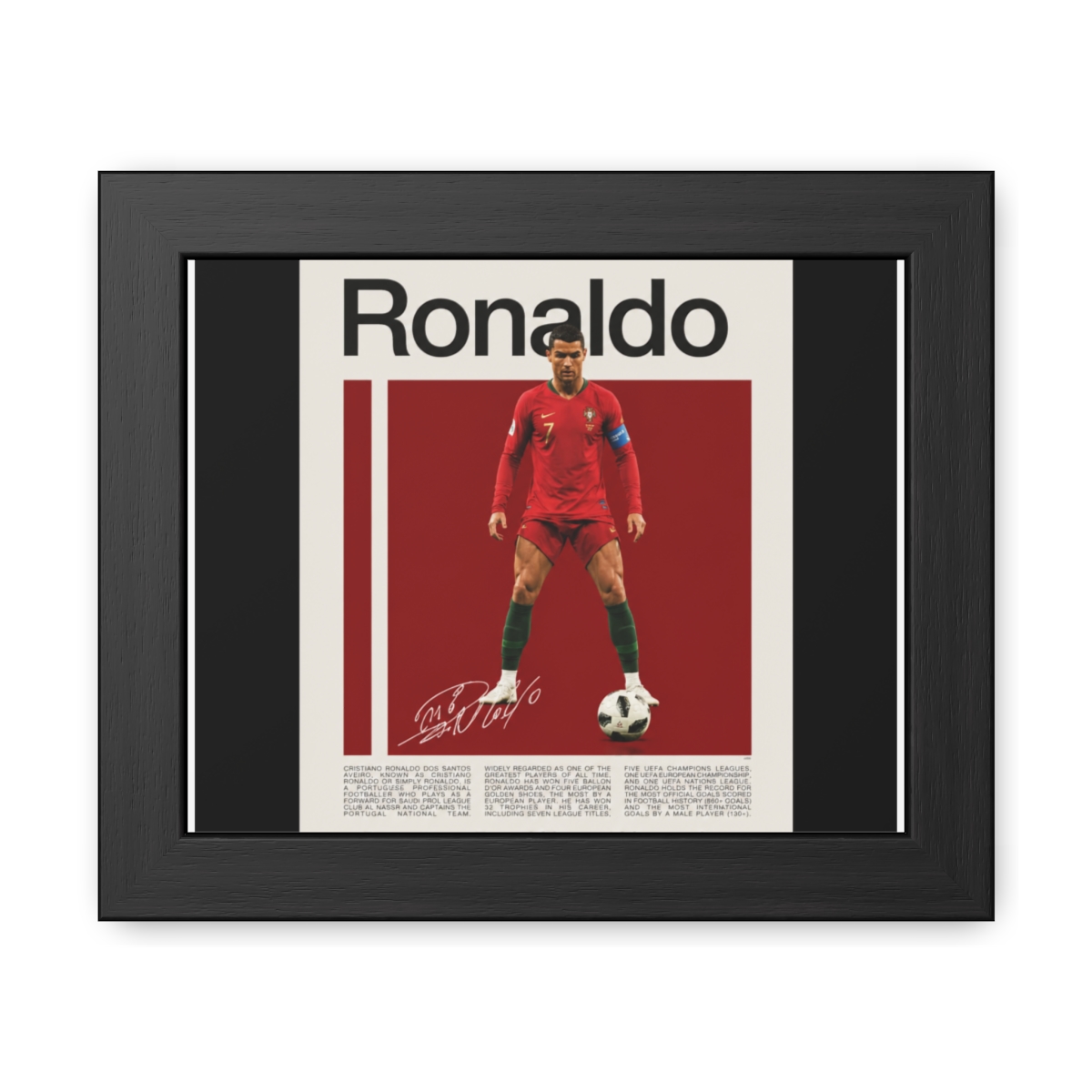 Cristiano Ronaldo Red Football Kit Framed Poster