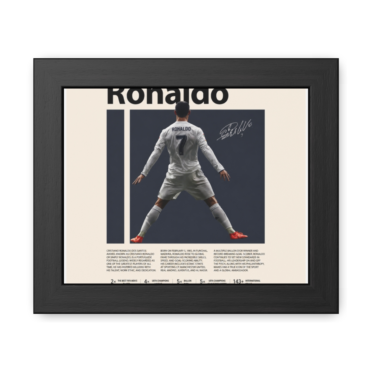 Ronaldo Footballer Number 7 Framed Poster